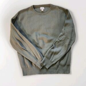J. Crew Mens Cotton Silk Crew Neck Sweater Sage Green Knit Pullover Top Large